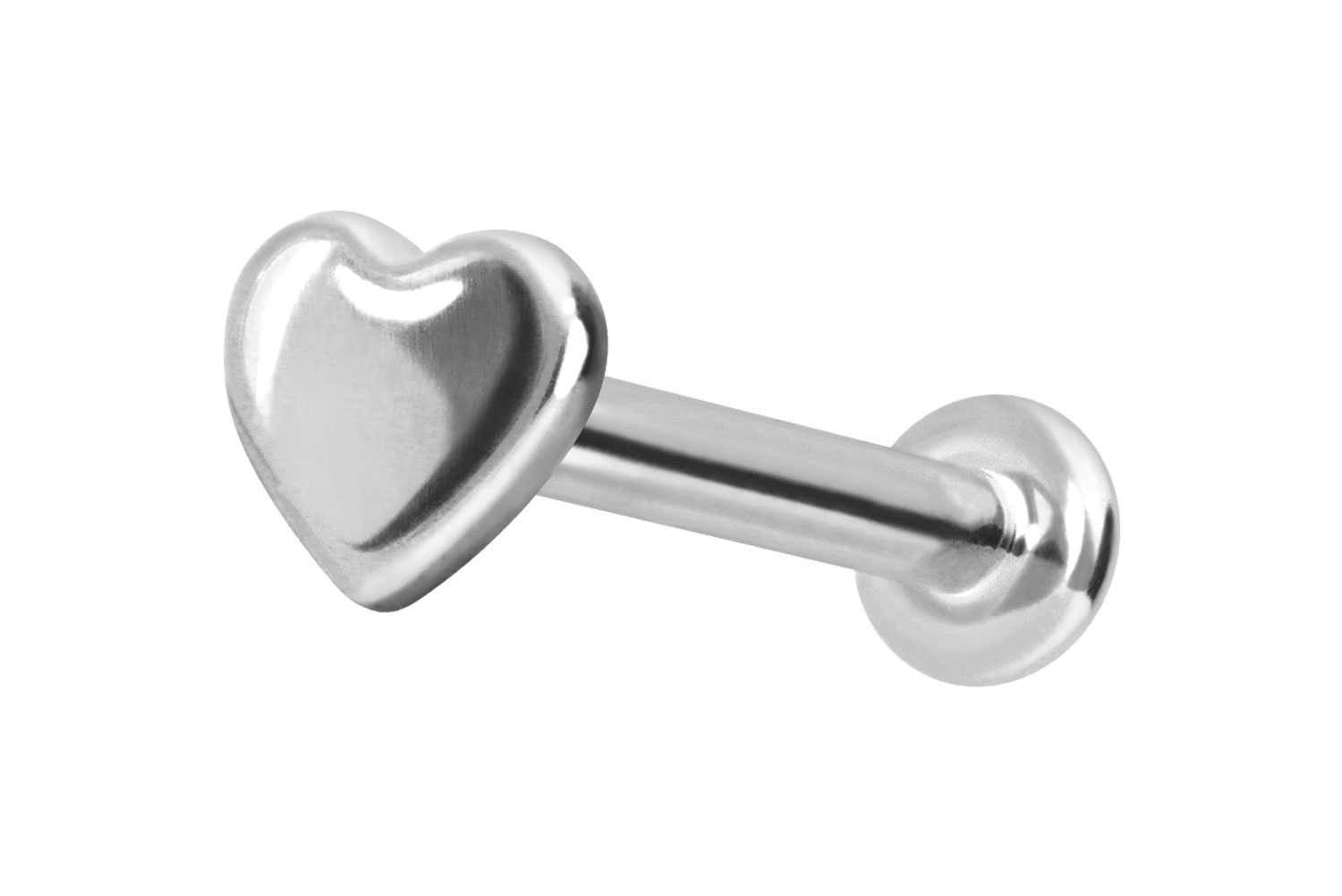 14 Karat Gold Labret Piercing mit Innengewinde HERZ